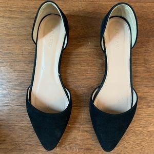 J. CREW Black Suede D’orsay Flat Shoes Size 6.5